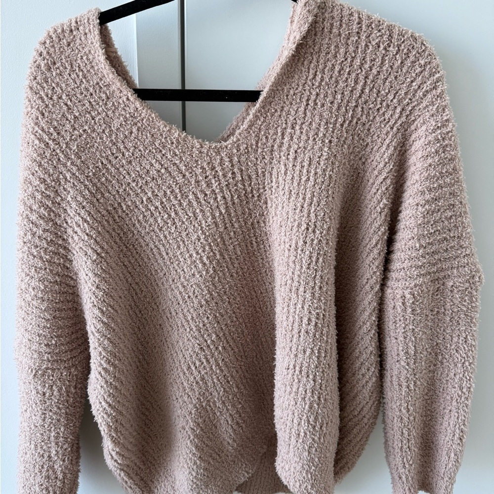 Altar'd State Textured V-Neck Sweater - Mauve